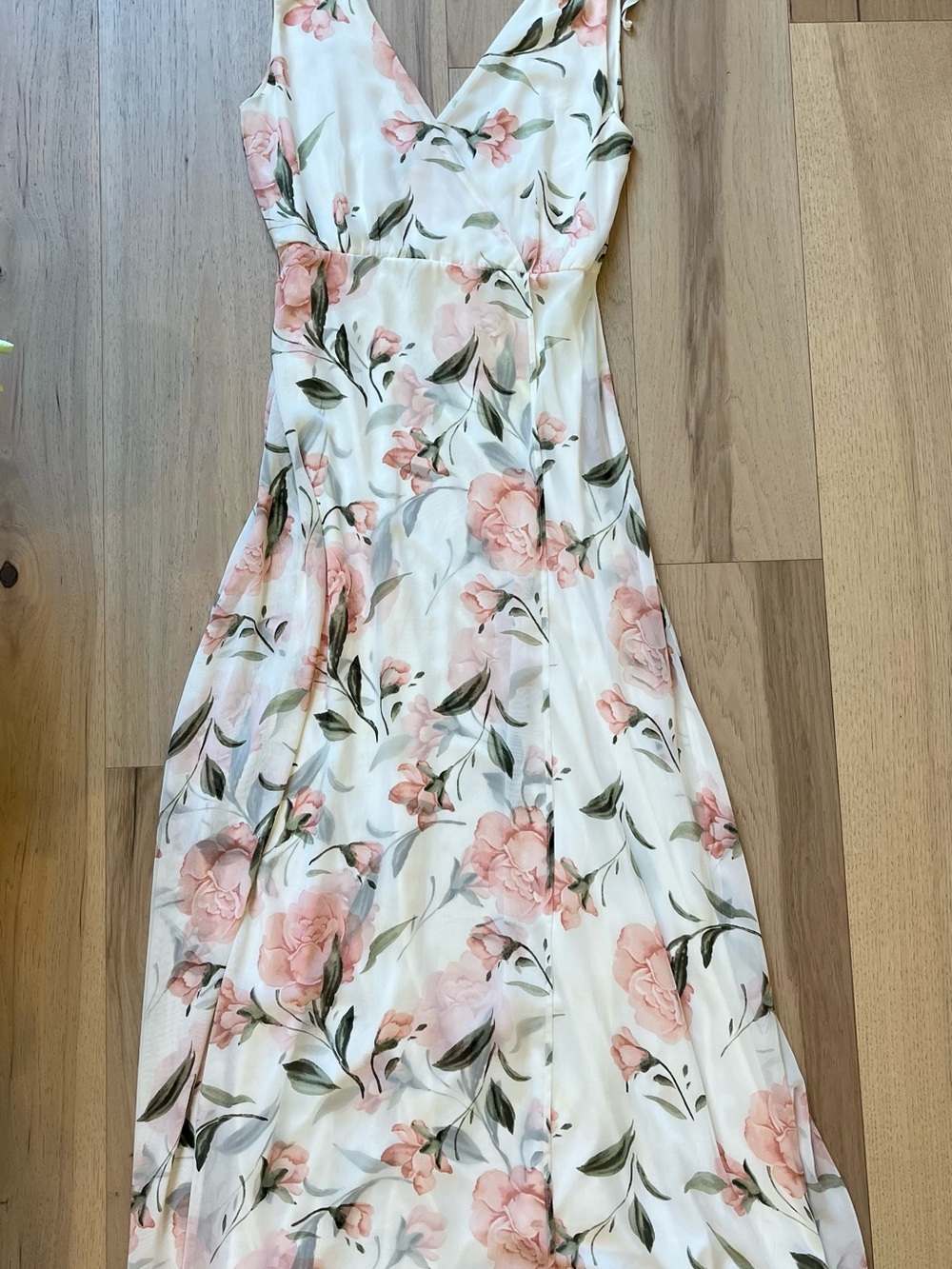 Lulus Floral V-Neck Maxi Dress in Blush and Green